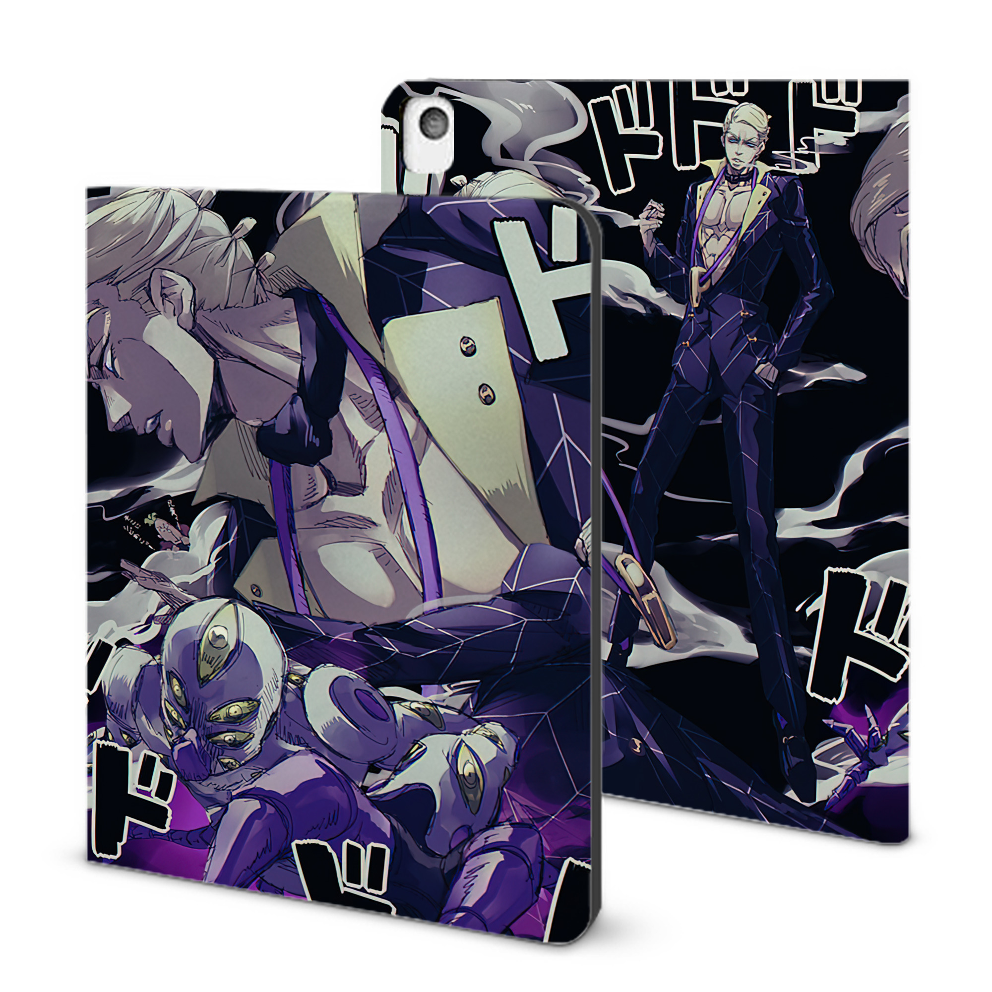 （画像用） ジョジョの奇妙な冒険 JoJo's Bizarre Adventure IPadケース ペンホルダー付き ブックスタイルデザイン